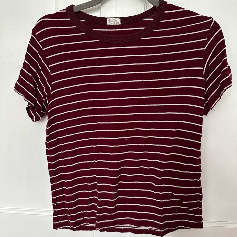 From Pacsun but John Gualt maroon and white striped shirt